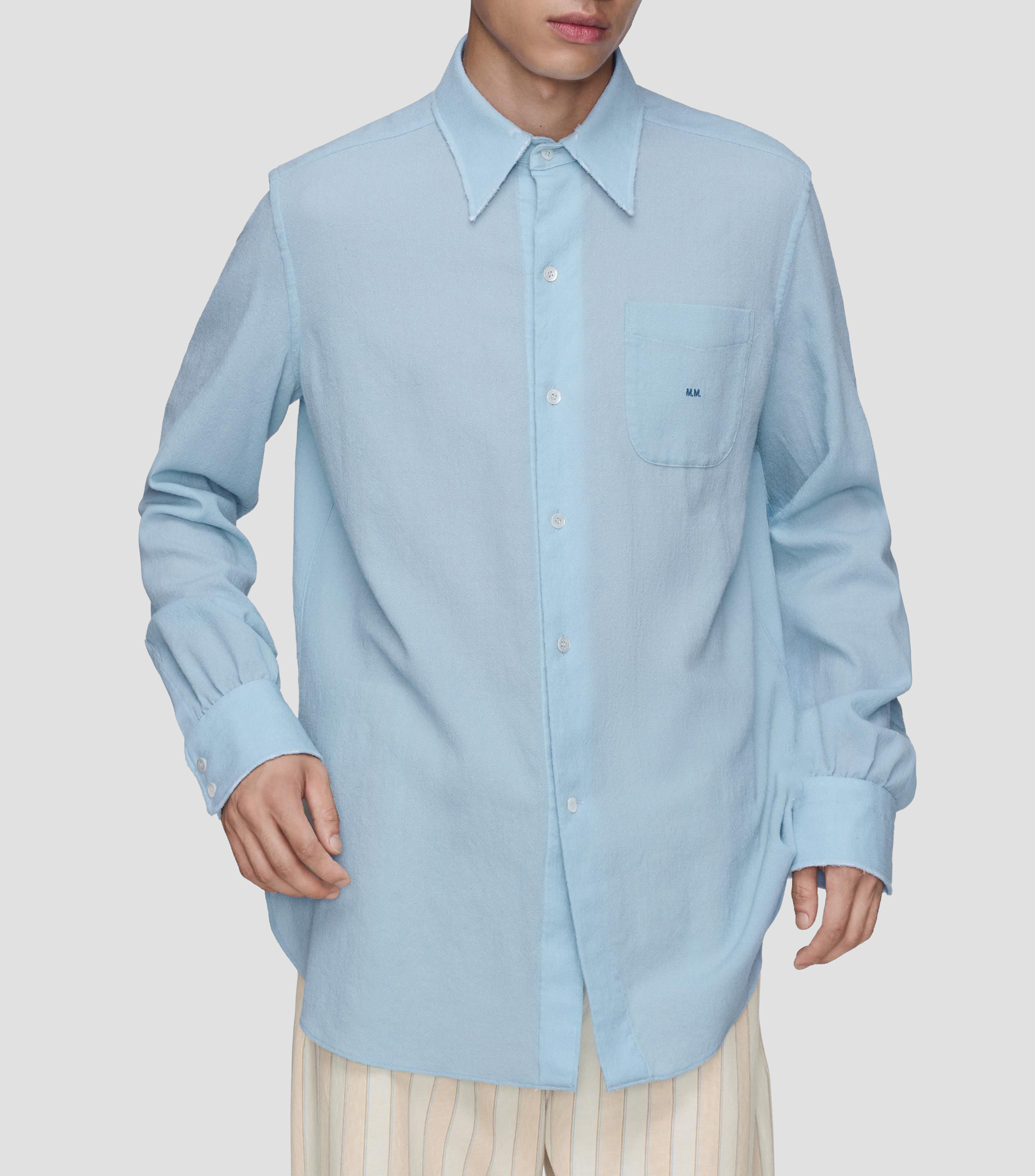 Camisa lisa de manga larga Hombre